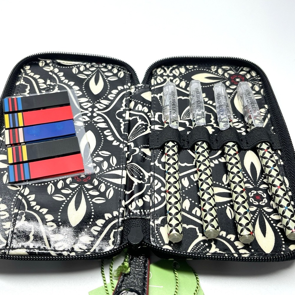 Vera Bradley Frill Zip Around Vinyl 4 Color Pens & Dividers‎ Pen Holder Wallet - Picture 2 of 11